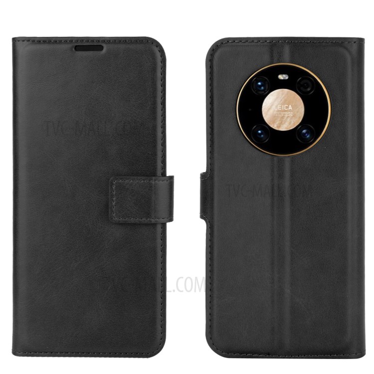 Magnetic Square Clasp Leather Wallet Phone Case with Stand for Huawei Mate 40 Pro - Black-6