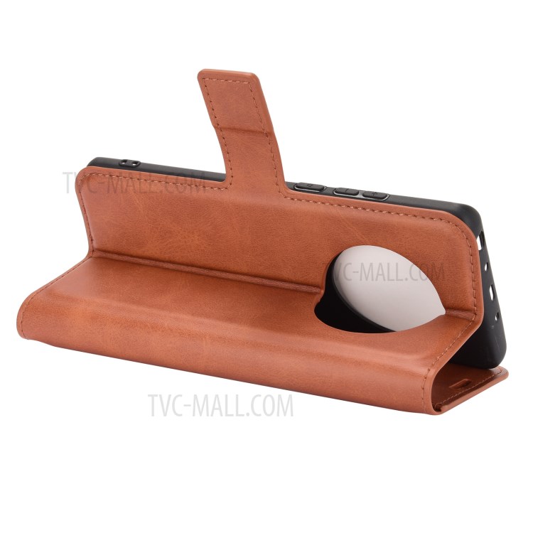Magnetic Square Clasp Leather Wallet Phone Case with Stand for Huawei Mate 40 Pro - Light Brown-5