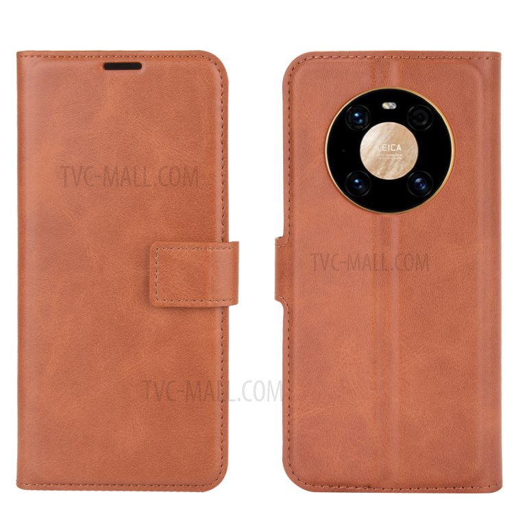 Magnetic Square Clasp Leather Wallet Phone Case with Stand for Huawei Mate 40 Pro - Light Brown-6