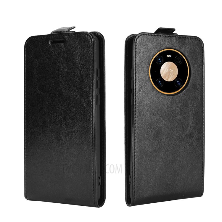 Crazy Horse Texture Leather Vertical Flip Leather Case with Card Holder for Huawei Mate 40 Pro - Black-2