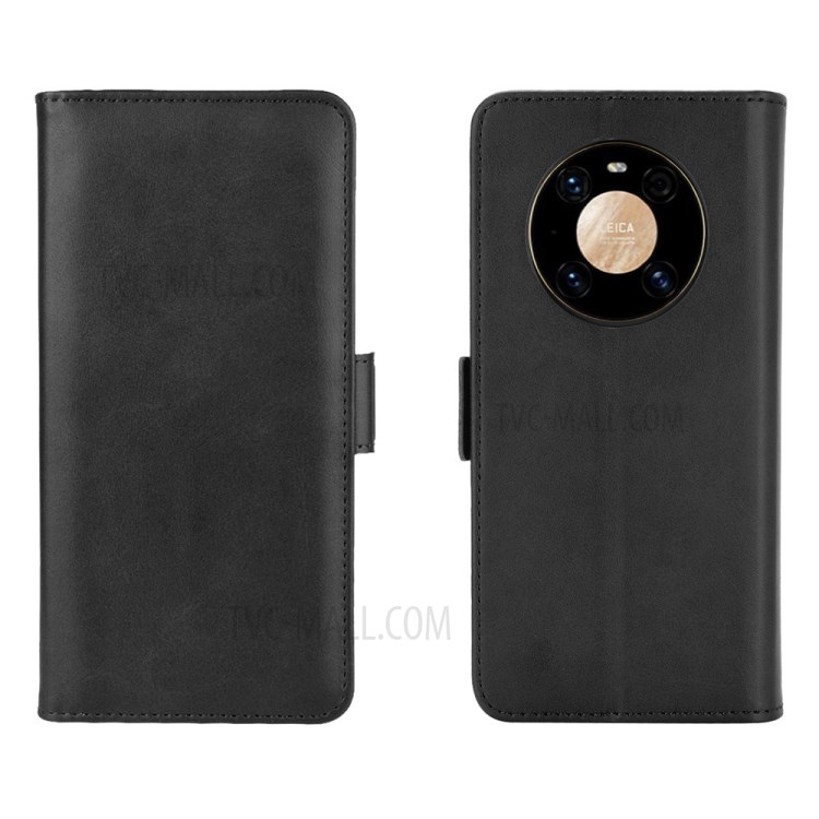 Side Absorption Folio Flip Leather Phone Protective Case for Huawei Mate 40 Pro - Black-2