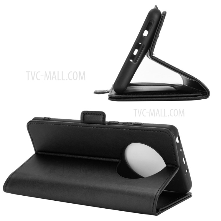 Side Absorption Folio Flip Leather Phone Protective Case for Huawei Mate 40 Pro - Black-5