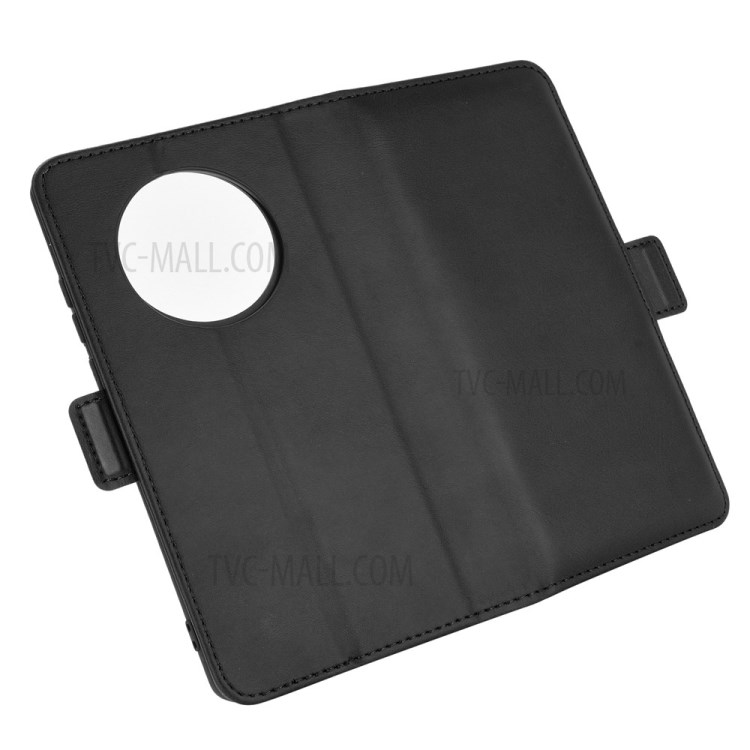 Side Absorption Folio Flip Leather Phone Protective Case for Huawei Mate 40 Pro - Black-6
