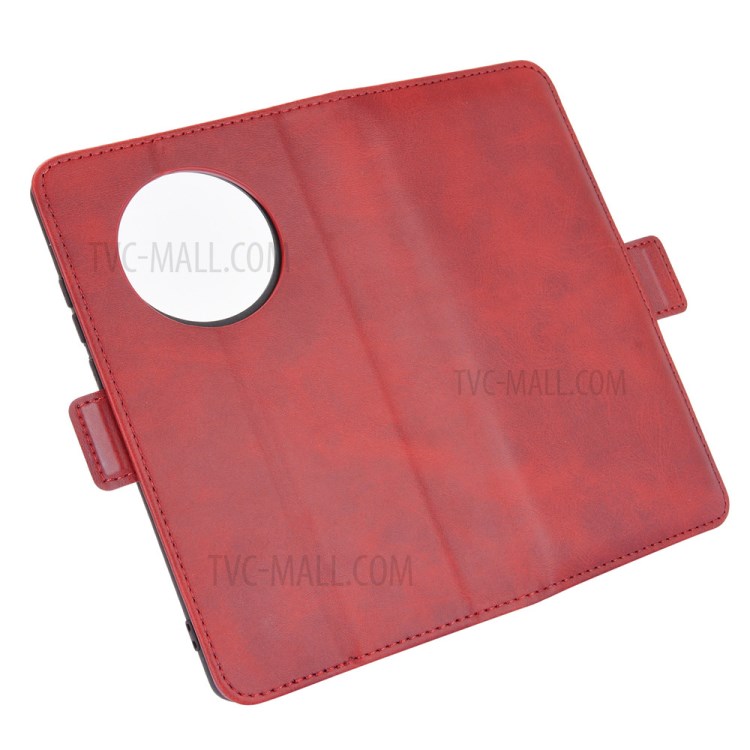 Side Absorption Folio Flip Leather Phone Protective Case for Huawei Mate 40 Pro - Red-6