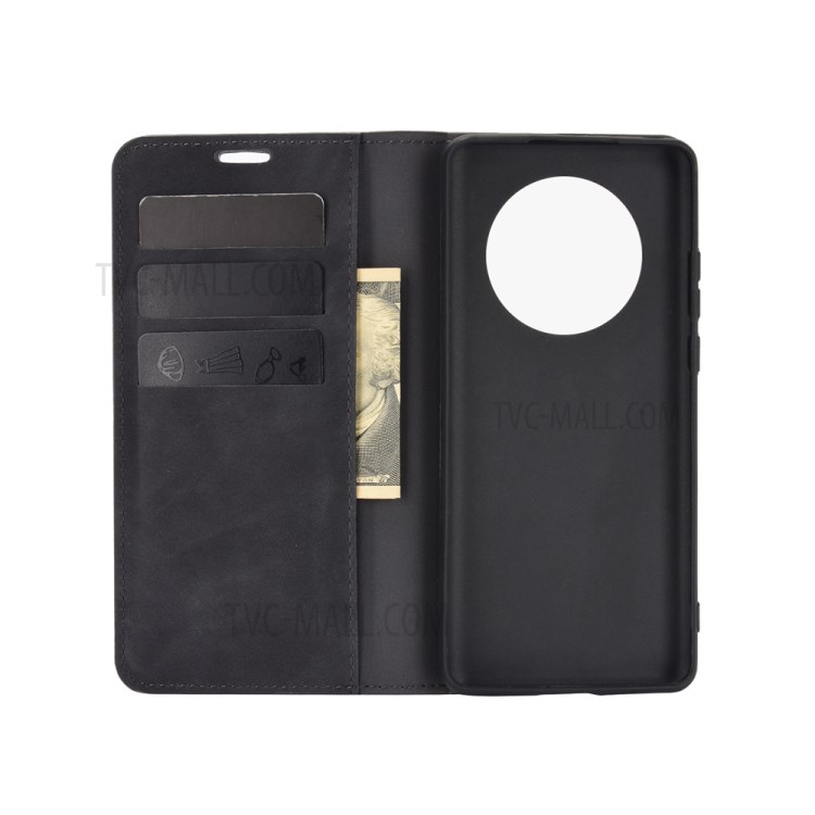 Skin-Touch Folio Flip Leather Auto-absorbed Protector for Huawei Mate 40 Pro - Black-3
