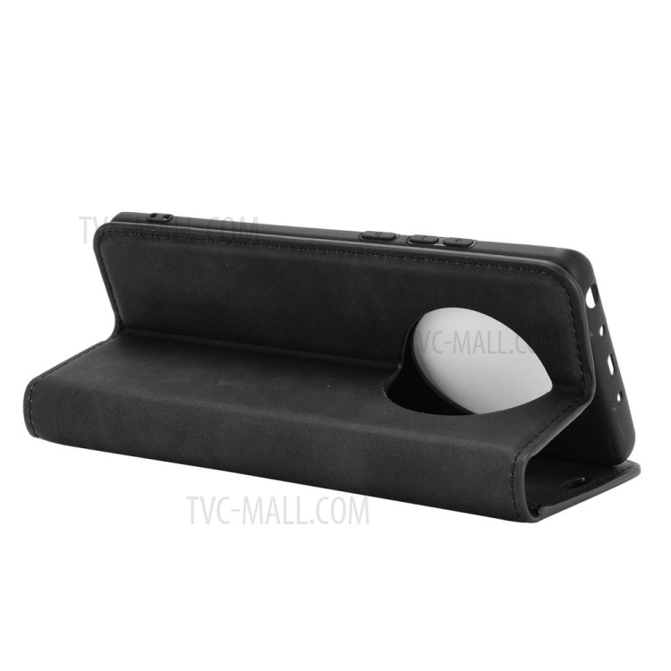 Skin-Touch Folio Flip Leather Auto-absorbed Protector for Huawei Mate 40 Pro - Black-5