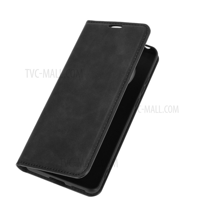 Skin-Touch Folio Flip Leather Auto-absorbed Protector for Huawei Mate 40 Pro - Black-7