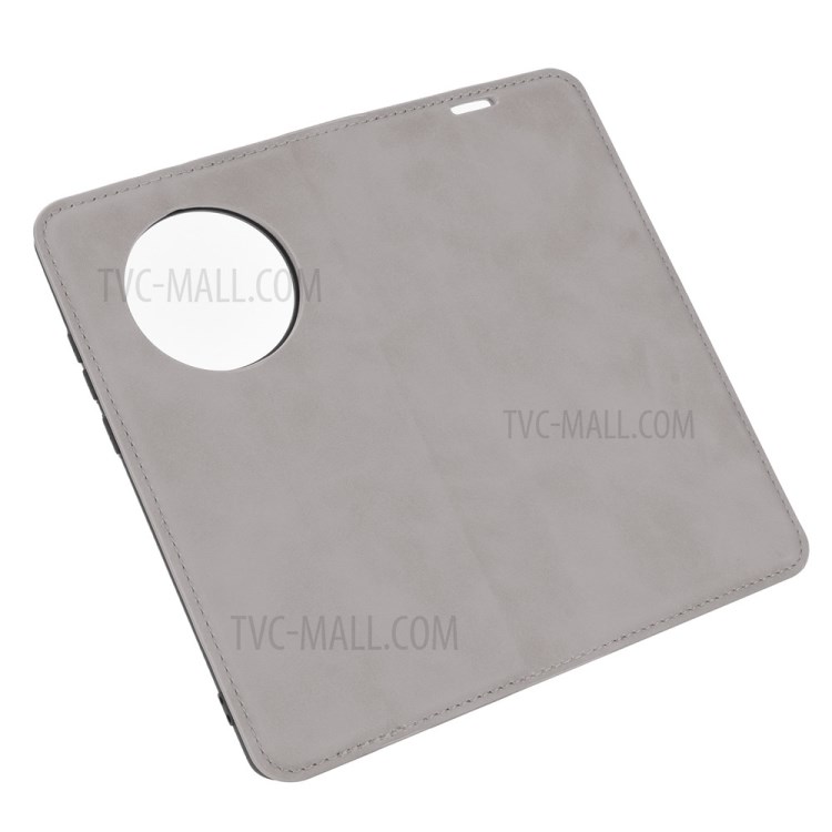 Skin-Touch Folio Flip Leather Auto-absorbed Protector for Huawei Mate 40 Pro - Grey-6