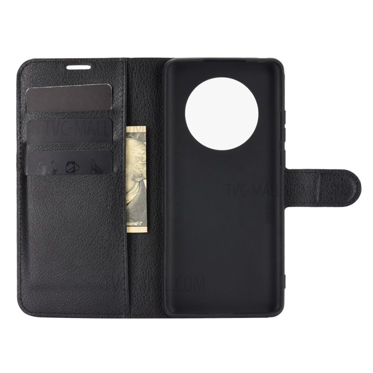 Wallet Stand Design Litchi Grain Leather Phone Shell for Huawei Mate 40 - Black-3