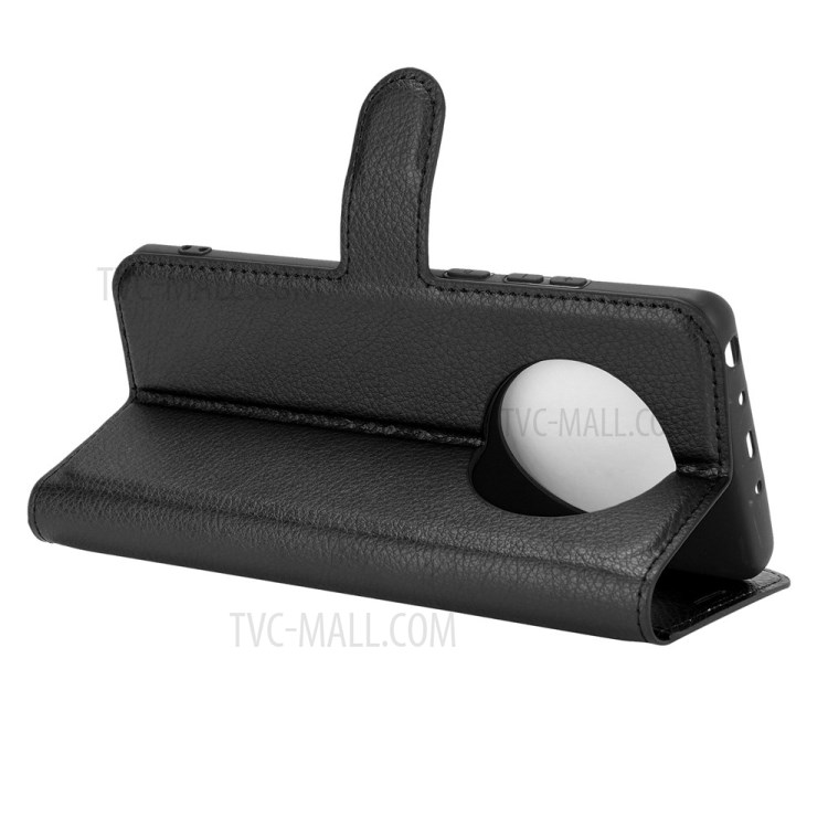 Wallet Stand Design Litchi Grain Leather Phone Shell for Huawei Mate 40 - Black-5