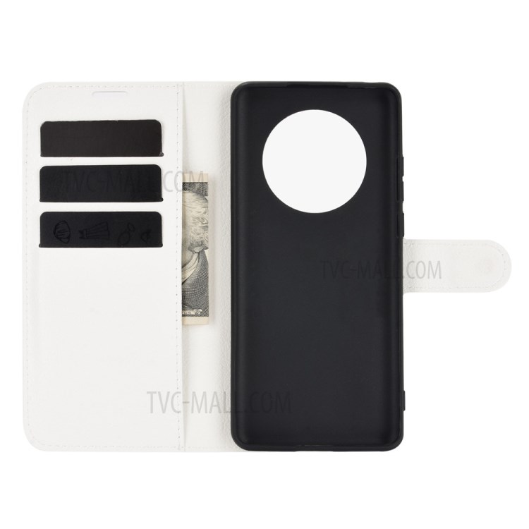 Wallet Stand Design Litchi Grain Leather Phone Shell for Huawei Mate 40 - White-3