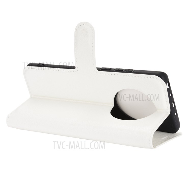 Wallet Stand Design Litchi Grain Leather Phone Shell for Huawei Mate 40 - White-5