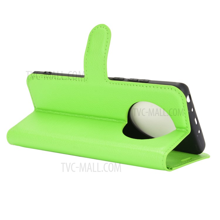 Wallet Stand Design Litchi Grain Leather Phone Shell for Huawei Mate 40 - Green-5