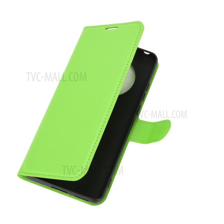 Wallet Stand Design Litchi Grain Leather Phone Shell for Huawei Mate 40 - Green-6