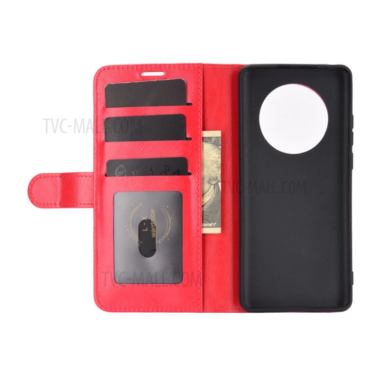 Wallet and Stand Crazy Horse Texture Leather Phone Cover Case for Huawei Mate 40 - Red-5