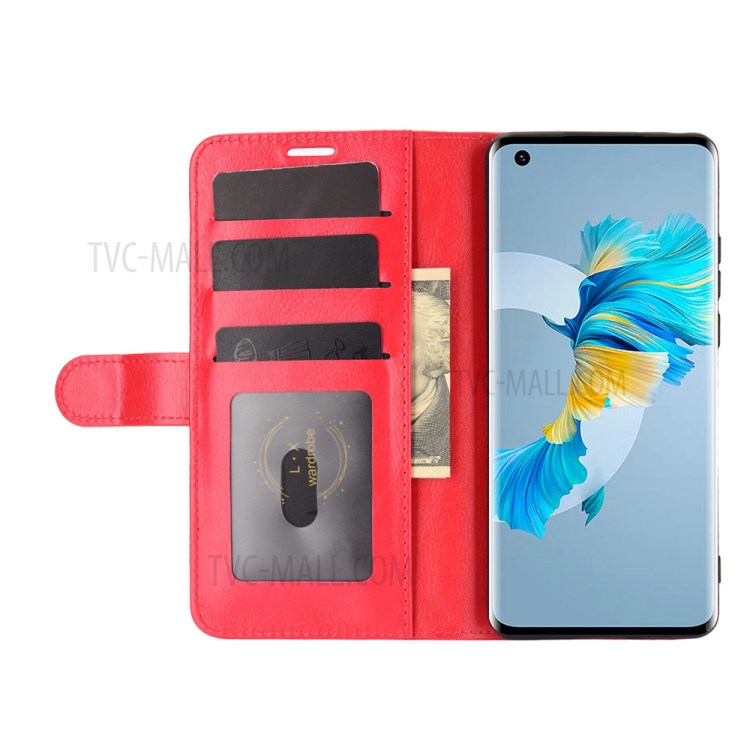 Wallet and Stand Crazy Horse Texture Leather Phone Cover Case for Huawei Mate 40 - Red-6