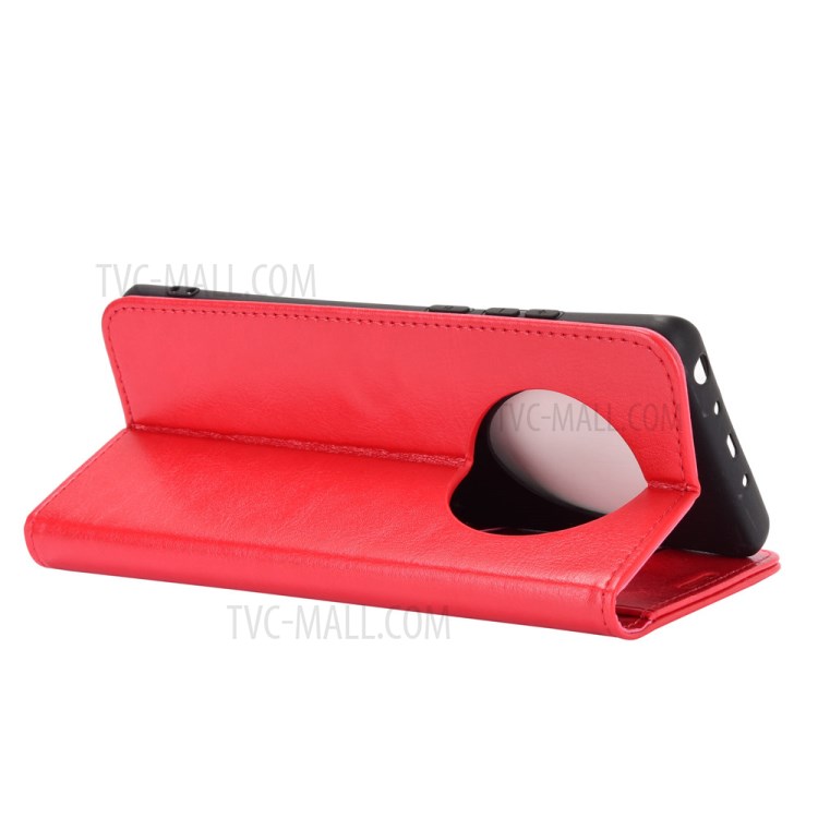 Wallet and Stand Crazy Horse Texture Leather Phone Cover Case for Huawei Mate 40 - Red-7