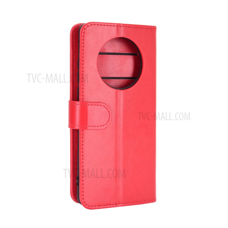 Wallet and Stand Crazy Horse Texture Leather Phone Cover Case for Huawei Mate 40 - Red-8
