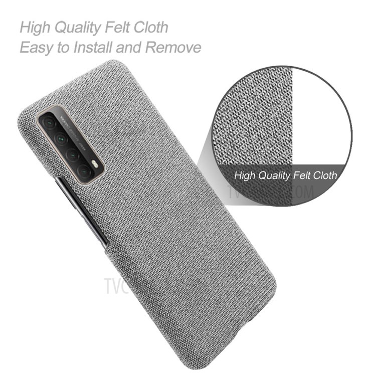Cloth Texture Plastic Back Case for Huawei P smart 2021 - Light Grey-4