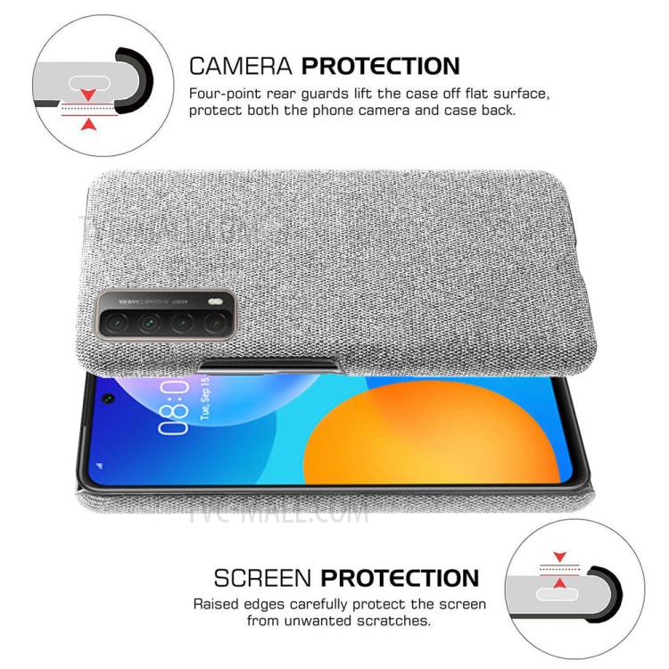 Cloth Texture Plastic Back Case for Huawei P smart 2021 - Light Grey-5