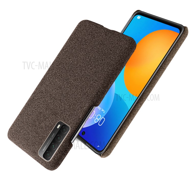 Cloth Texture Plastic Back Case for Huawei P smart 2021 - Brown-2