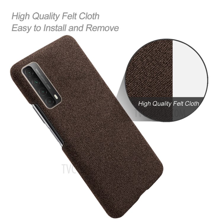 Cloth Texture Plastic Back Case for Huawei P smart 2021 - Brown-4