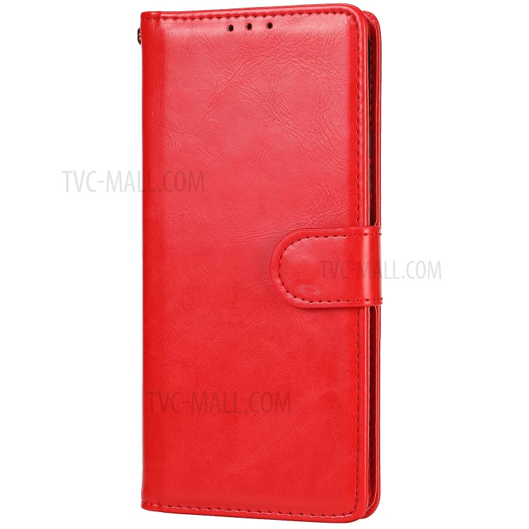 Crazy Horse Texture Leather Folio Flip Phone Cover Case for Huawei Mate 40 - Red-2
