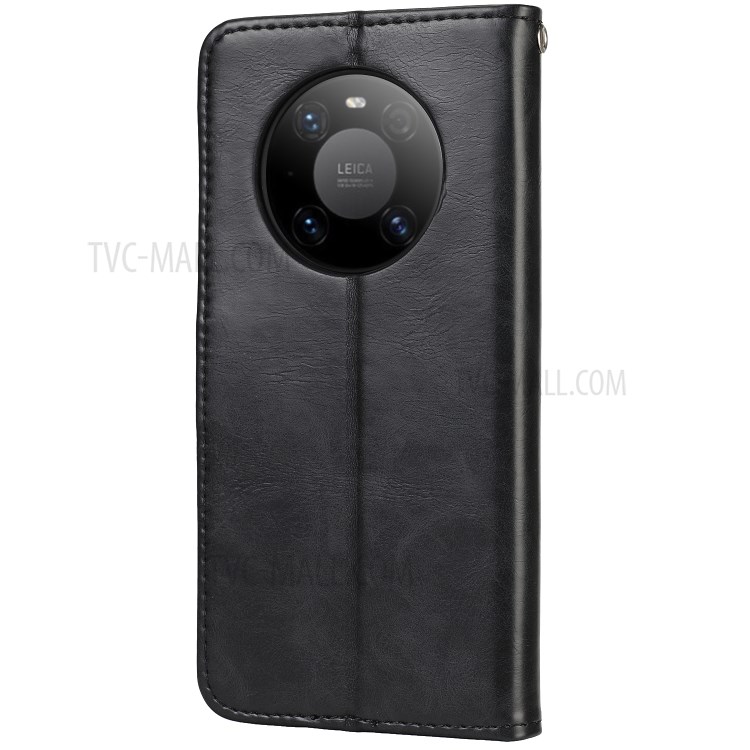 Crazy Horse Texture Leather Flip Phone Stand Case for Huawei Mate 40 Pro - Black-3