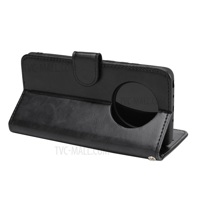 Crazy Horse Texture Leather Flip Phone Stand Case for Huawei Mate 40 Pro - Black-6