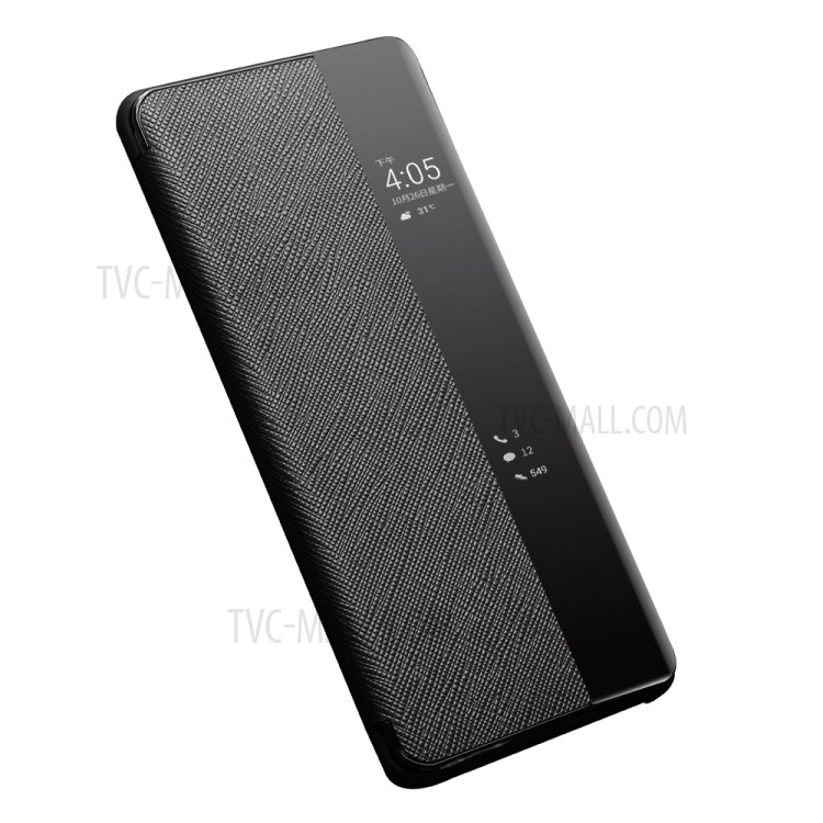 QIALINO Leather Phone Cover Case with Smart Visual Window for Huawei Mate 40 - Black-2