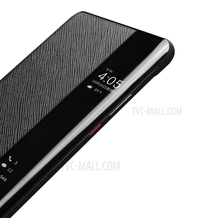 QIALINO Leather Phone Cover Case with Smart Visual Window for Huawei Mate 40 - Black-4