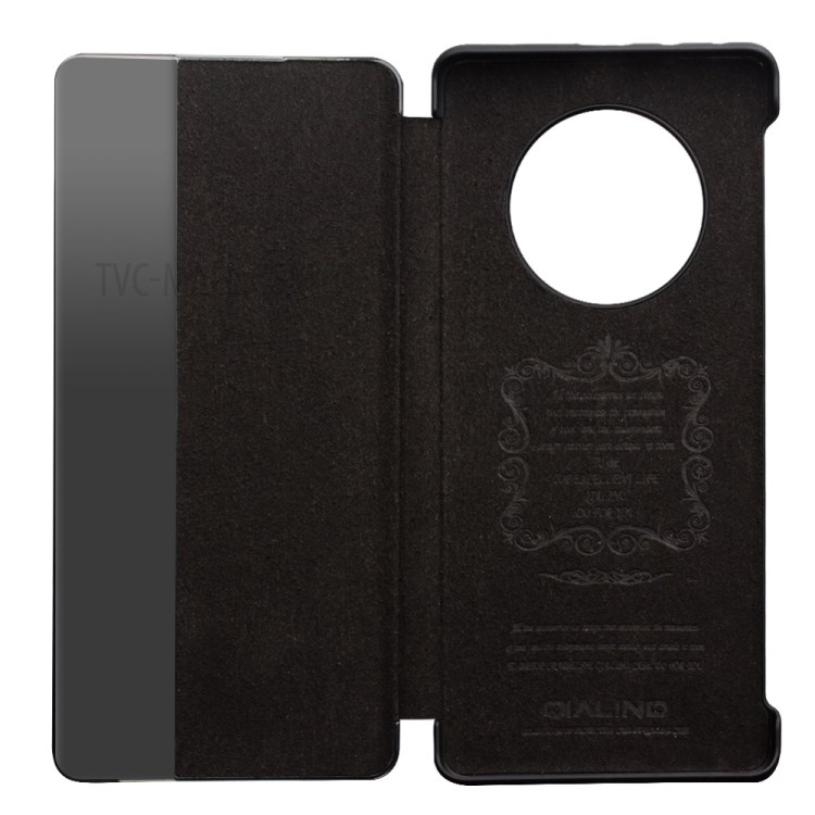 QIALINO Leather Phone Cover Case with Smart Visual Window for Huawei Mate 40 - Black-5