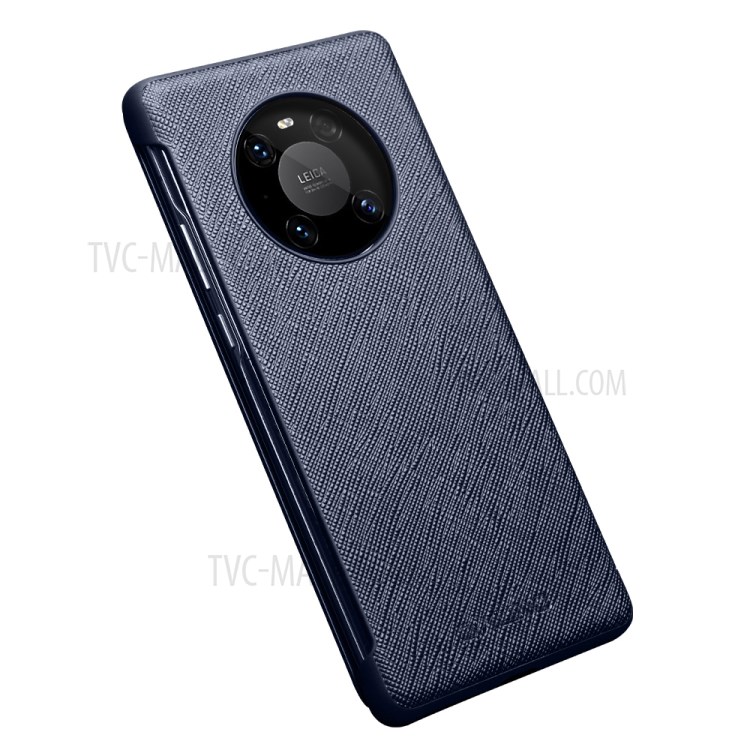 QIALINO Leather Phone Cover Case with Smart Visual Window for Huawei Mate 40 - Blue-3