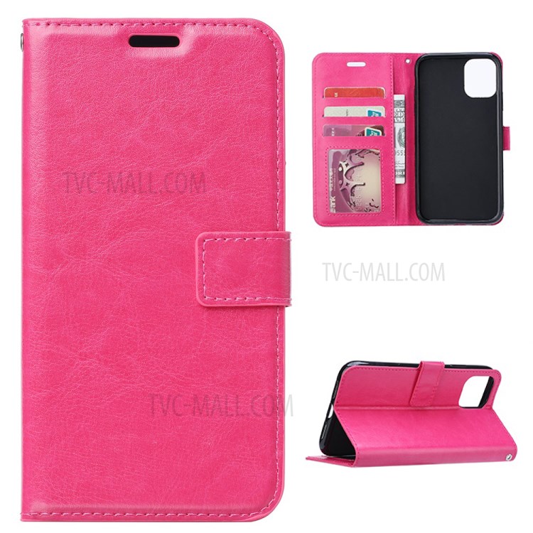 Phone Shell for Huawei P smart 2021/Y7a Crazy Horse Texture Wallet Leather Case - Rose-1