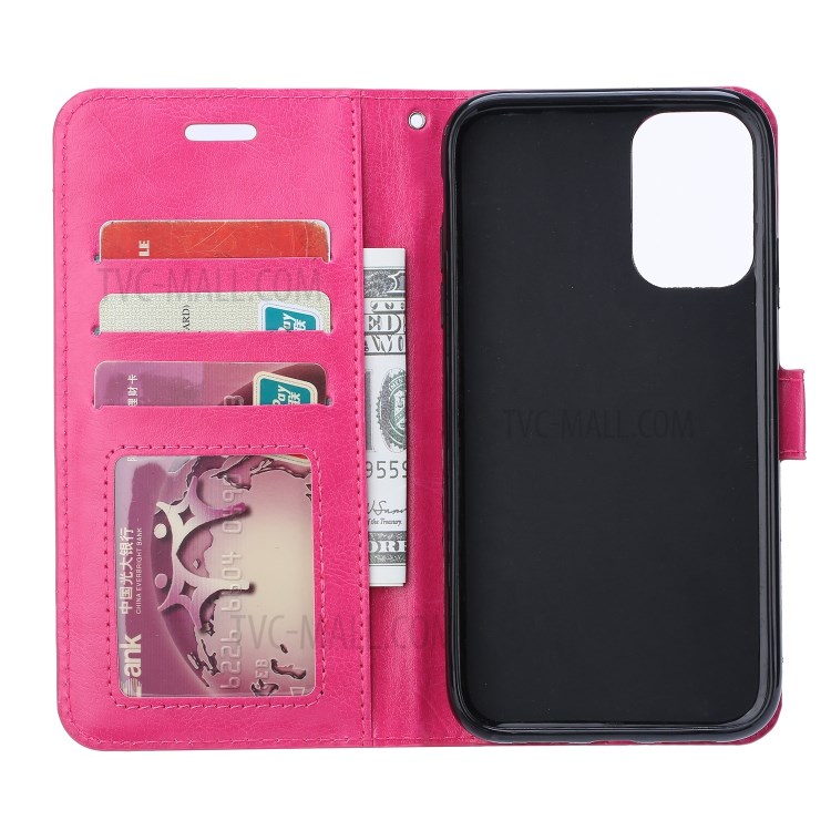 Phone Shell for Huawei P smart 2021/Y7a Crazy Horse Texture Wallet Leather Case - Rose-4