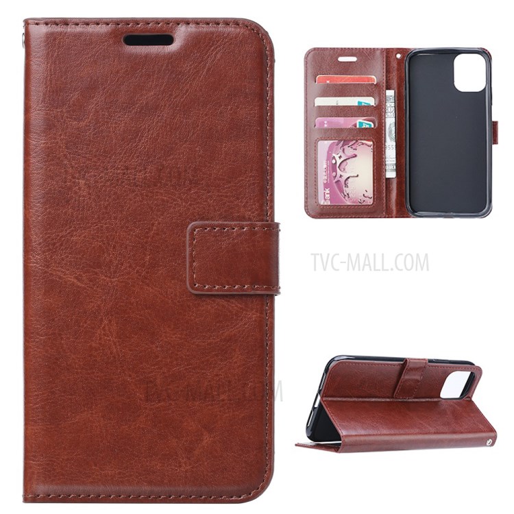 Phone Shell for Huawei P smart 2021/Y7a Crazy Horse Texture Wallet Leather Case - Brown-1