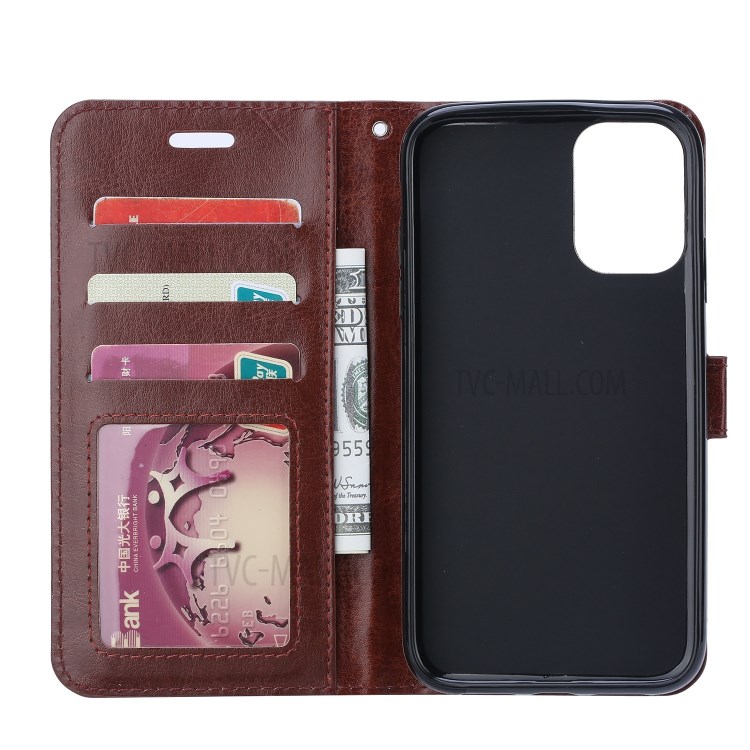 Phone Shell for Huawei P smart 2021/Y7a Crazy Horse Texture Wallet Leather Case - Brown-4