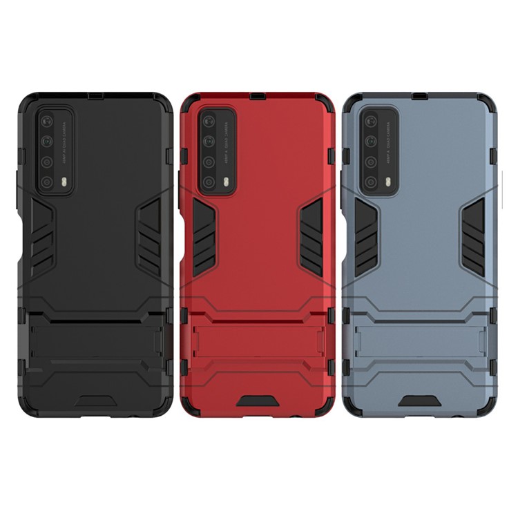 2 in 1 PC + TPU Hybrid-telefonabdeckung Mit Slide-out-kickstand Für Huawei P Smart 2021/Y7a - Schwarz