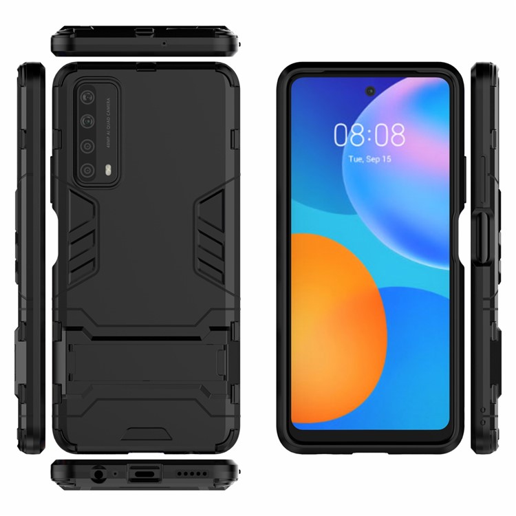2 in 1 PC + TPU Hybrid Phone Cover with Slide-Out Kickstand for Huawei P smart 2021/Y7a - Black-3