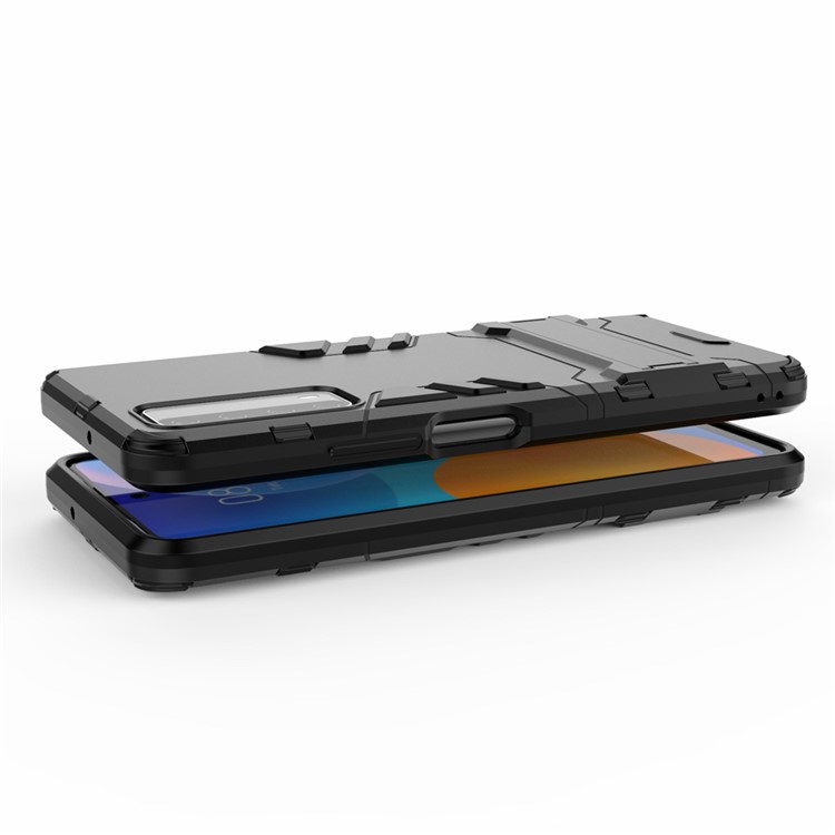 2 in 1 PC + TPU Hybrid-telefonabdeckung Mit Slide-out-kickstand Für Huawei P Smart 2021/Y7a - Schwarz