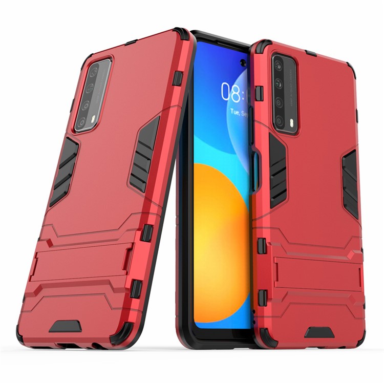 2 in 1 PC + TPU Hybrid Phone Cover with Slide-Out Kickstand for Huawei P smart 2021/Y7a - Red-2