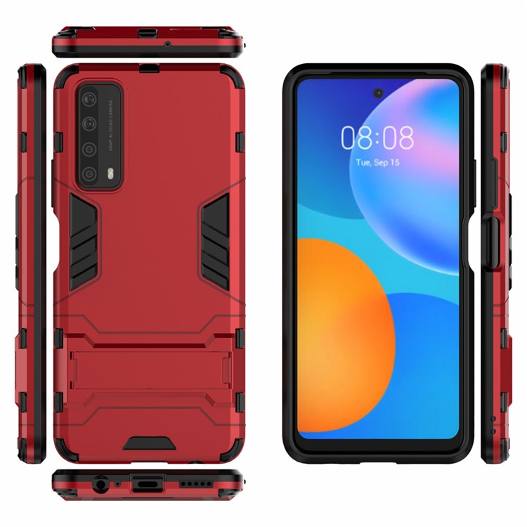 2 in 1 PC + TPU Hybrid Phone Cover with Slide-Out Kickstand for Huawei P smart 2021/Y7a - Red-3