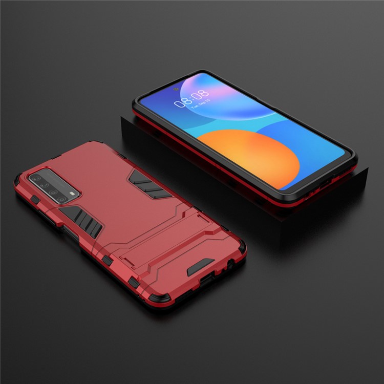 2 in 1 PC + TPU Hybrid Phone Cover with Slide-Out Kickstand for Huawei P smart 2021/Y7a - Red-5