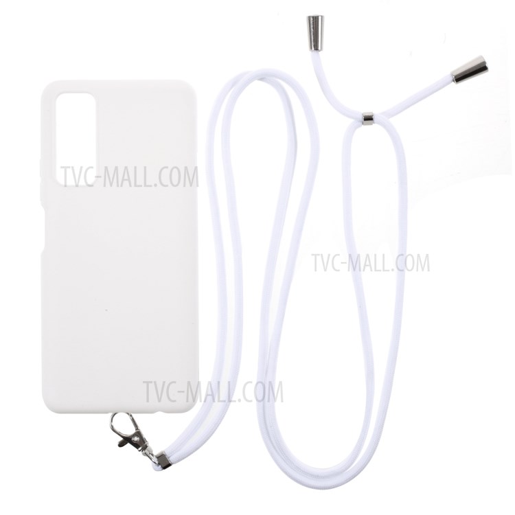 Solid Color Candy TPU Cover Cell Phone Case with Strap for Huawei P smart 2021 / Y7a - White-1