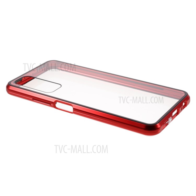 Ultra Clear Double-sided Tempered Glass + Metal Frame Magnetic All-around Protection Phone Case for Huawei P smart 2021 / Y7a - Red-6