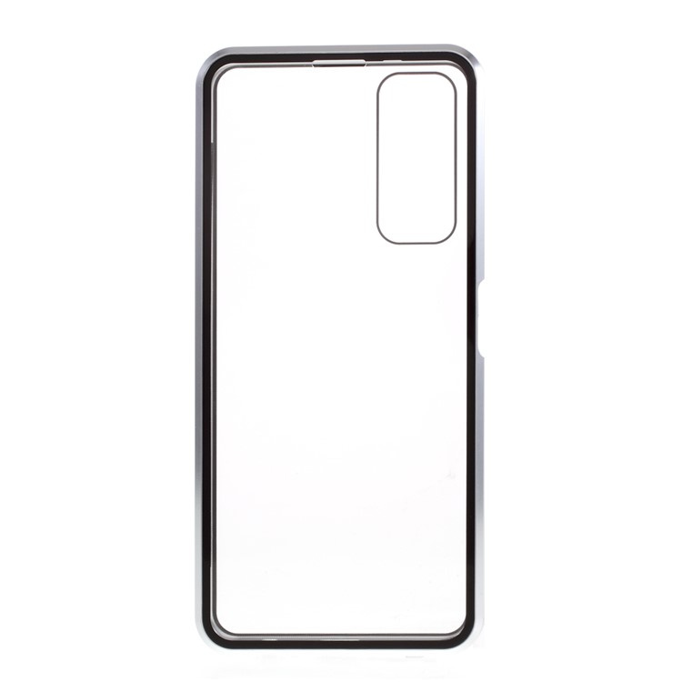 Ultra Clear Double-sided Tempered Glass + Metal Frame Magnetic All-around Protection Phone Case for Huawei P smart 2021 / Y7a - Silver-3