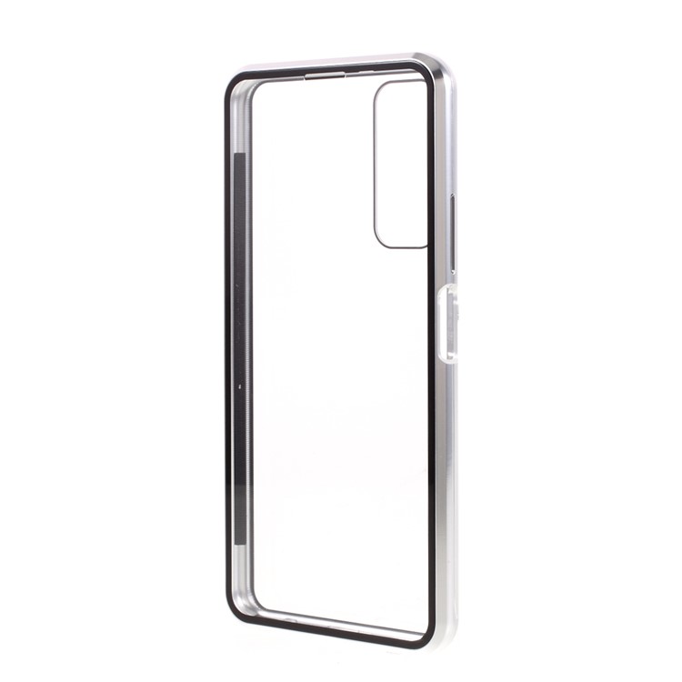 Ultra Clear Double-sided Tempered Glass + Metal Frame Magnetic All-around Protection Phone Case for Huawei P smart 2021 / Y7a - Silver-4