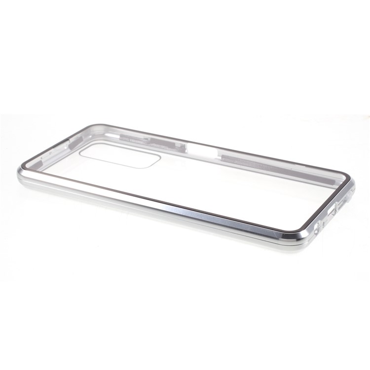 Ultra Clear Double-sided Tempered Glass + Metal Frame Magnetic All-around Protection Phone Case for Huawei P smart 2021 / Y7a - Silver-6