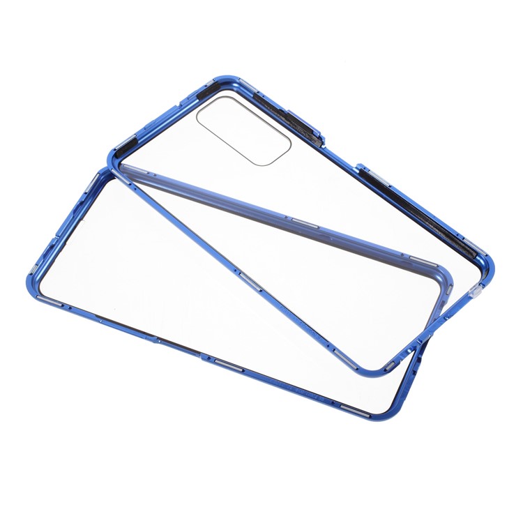 Ultra Clear Double-sided Tempered Glass + Metal Frame Magnetic All-around Protection Phone Case for Huawei P smart 2021 / Y7a - Blue-2