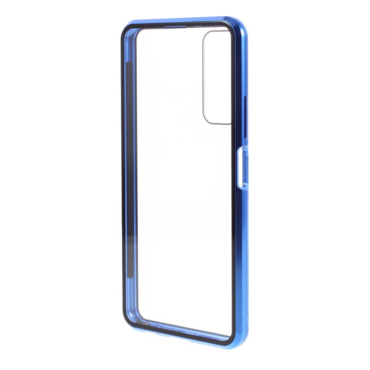 Ultra Clear Double-sided Tempered Glass + Metal Frame Magnetic All-around Protection Phone Case for Huawei P smart 2021 / Y7a - Blue-4